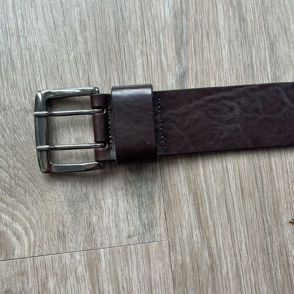 Vintage Post Card XS/S Italian Leather Belt Dark Brown‎ Double Prong Buckle main image 6